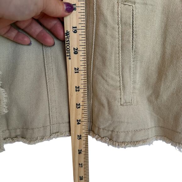 Suzanne Betro Denim Jacket Women Plus SZ 4X Khaki Chambray Beige Classic Frayed - Picture 8 of 16